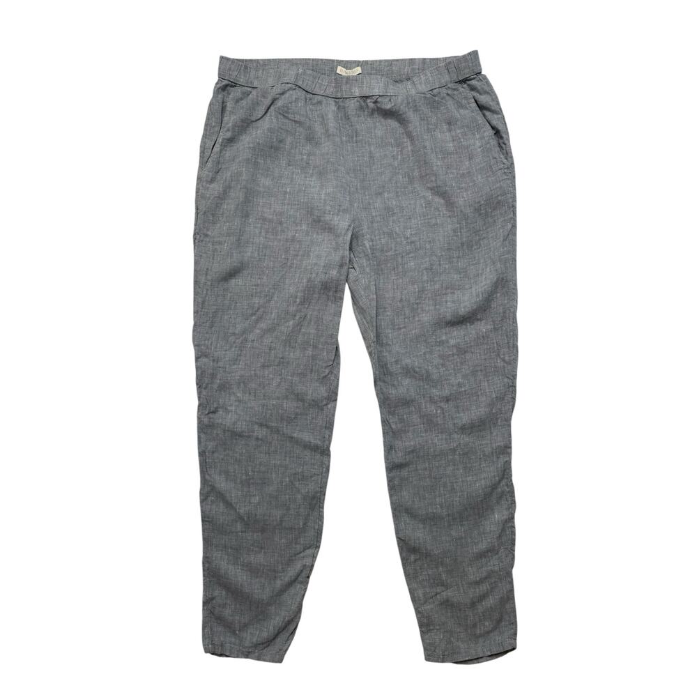 EILEEN FISHER Linen Tapered Leg Pull On Pants in Chambray Blue Sz Medium #S19YLO
